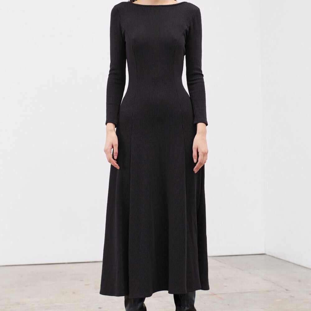 GUC Mara Hoffman Gwyneth knit dress in black rib (Sz XL)